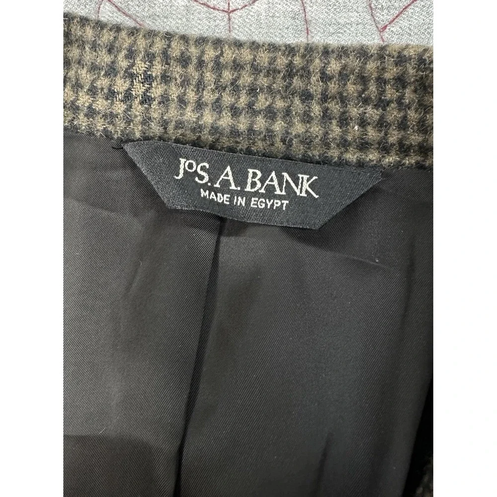 Jos. A. Bank Blazer 100% Camel Hair Mens 40R Brown Black Houndstooth Sports Coat